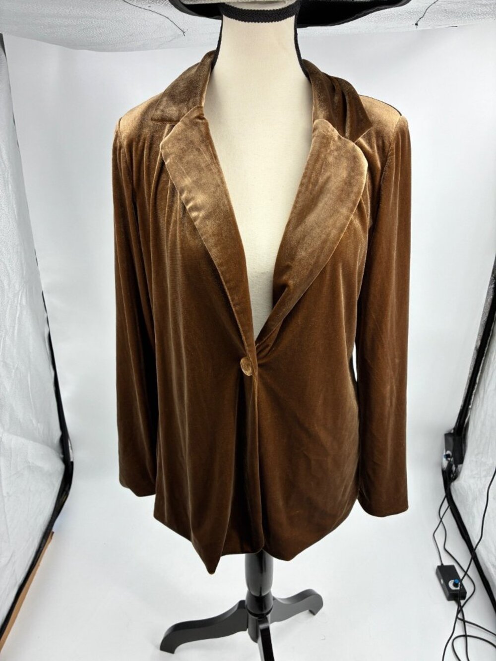 Sadie & Sage Womens Brown Velvet Blazer Jacket Single Button Size M Bohemian - Picture 3 of 9